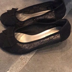 Black lace dress shoes. Girls